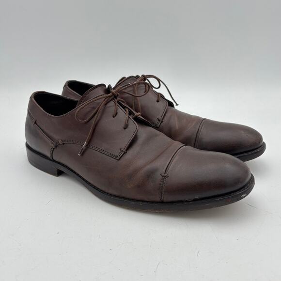 John Varvatos Cap Toe Oxford Dress Shoes Brown Men's 10 - Picture 1 of 12